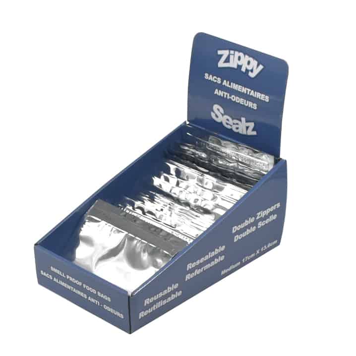 ZipMaster Grow -  Retail Accessories Zippy Sealz Smell Proof Retail Bags-100 Medium with French Display Box