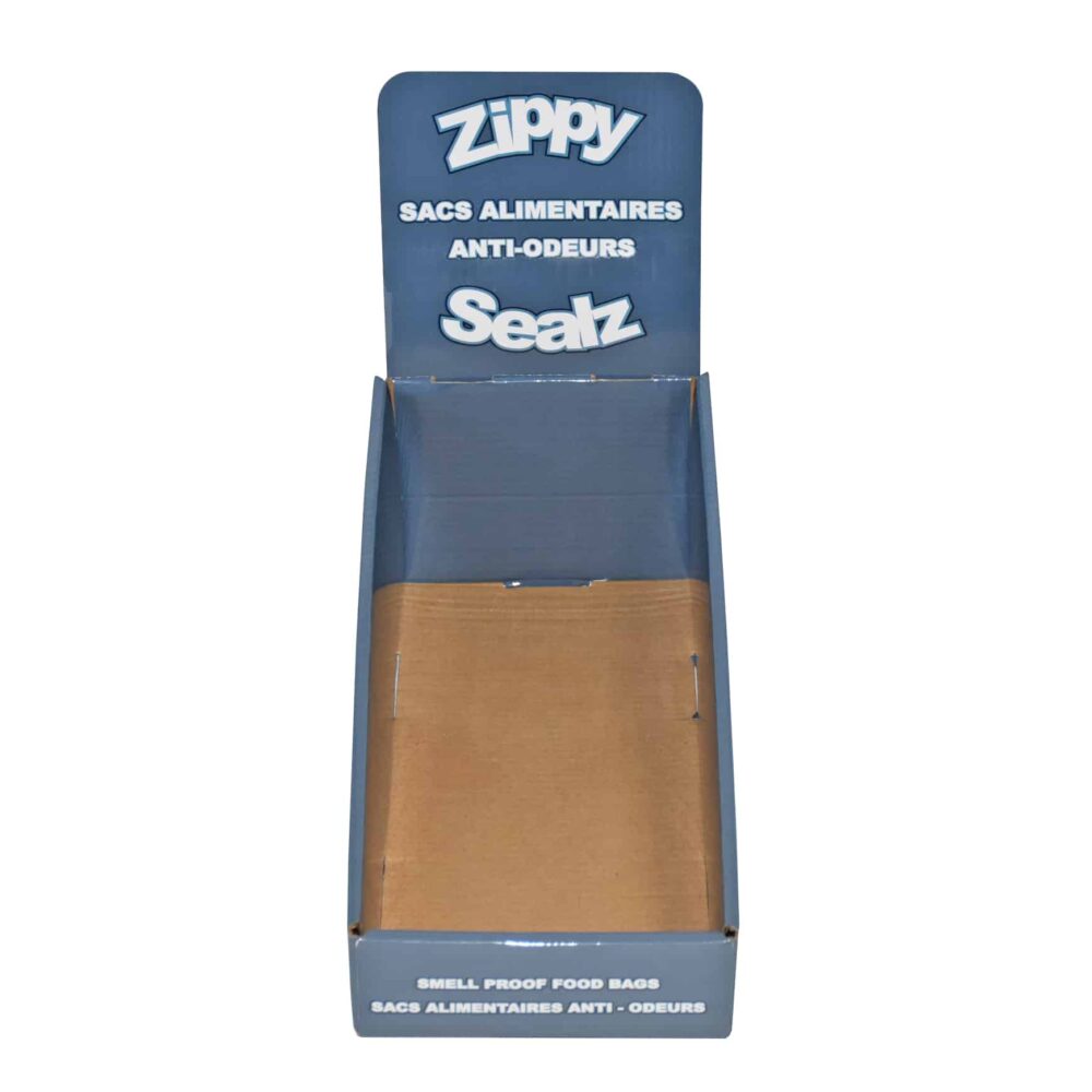 ZipMaster Grow -  Retail Bags Zippy Sealz Retail Countertop Display Boxes Small (French text)